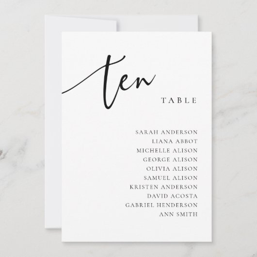 Tischnummer 10 Zehn Sitzkarten (Vorderseite)