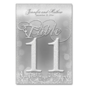 Tischnummer 11 Elegante Silver Imitate Glitzer