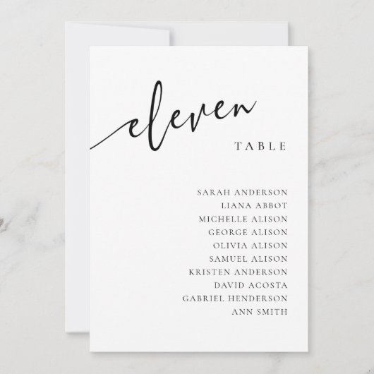 Tischnummer 11 Elf Seatekartenkarten (Vorderseite)