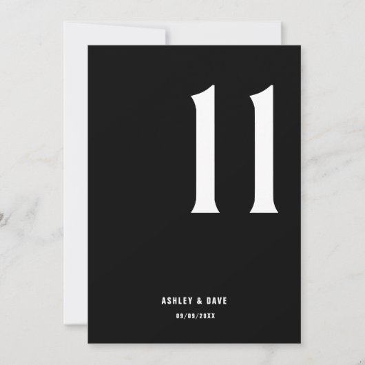 Tischnummer 11 Fett Black Wedding Tischnummer (Vorderseite)