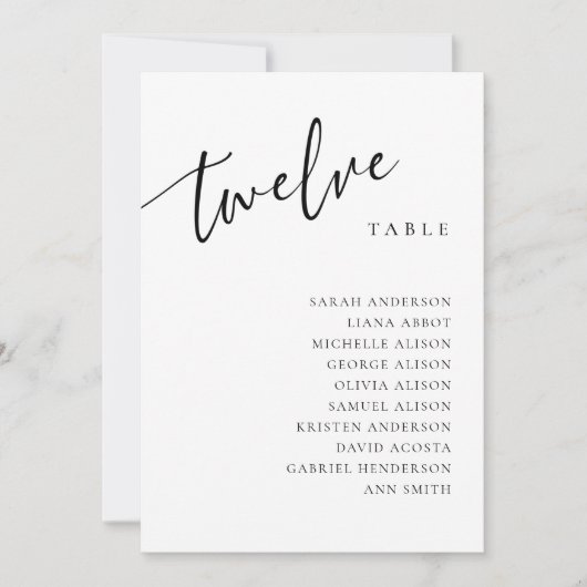 Tischnummer 12 12 Seatekarte (Vorderseite)
