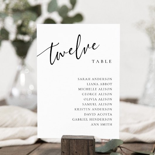 Tischnummer 12 12 Seatekarte