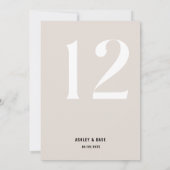 Tischnummer 12 Fett Beige Hochzeit Tischnummer (Rückseite)