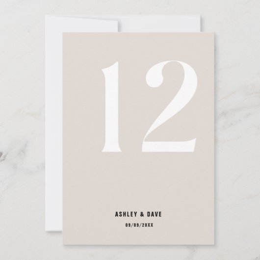 Tischnummer 12 Fett Beige Hochzeit Tischnummer (Rückseite)
