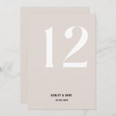 Tischnummer 12 Fett Beige Hochzeit Tischnummer (Vorne/Hinten)