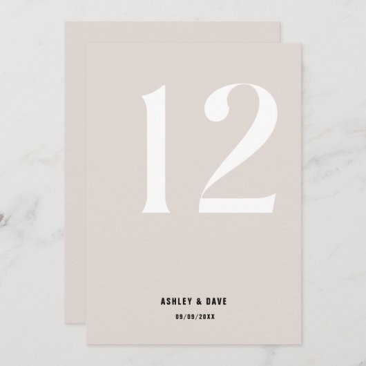 Tischnummer 12 Fett Beige Hochzeit Tischnummer (Vorne/Hinten)