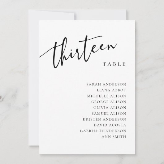 Tischnummer 13 Dreizehn Sitzkarten (Vorderseite)