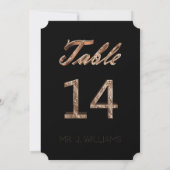 Tischnummer 14 Black Gold Elegant Escort Card (Rückseite)