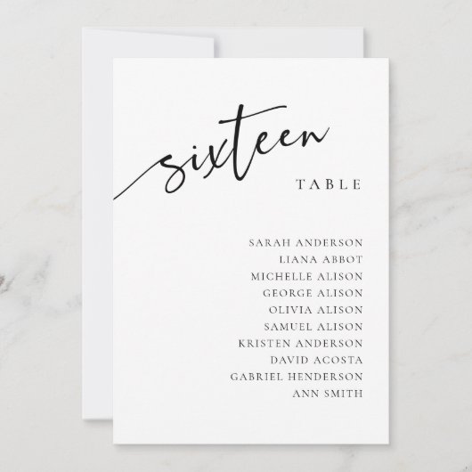 Tischnummer 16 16 Sitzkarten (Vorderseite)