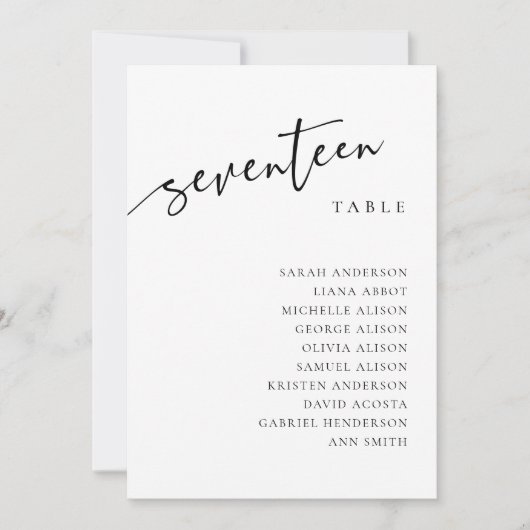 Tischnummer 17 Siebzehn Sitzkarten (Vorderseite)