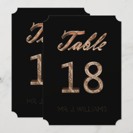 Tischnummer 18 Black Gold Elegante Escort Card