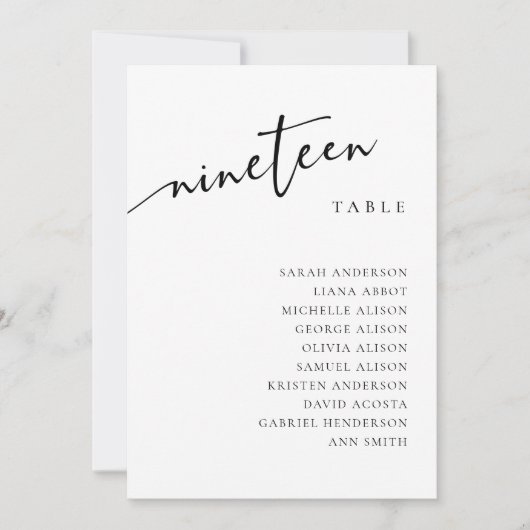 Tischnummer 19 19 Sitzkarten (Vorderseite)
