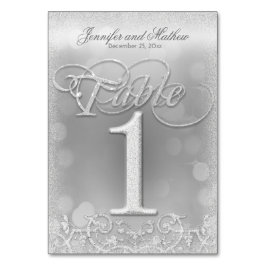 Tischnummer 1 Eleganter Silver Imitats Glitzer