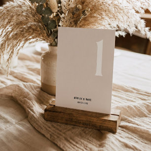 Tischnummer 1 Fette Beige Hochzeitstischnummer