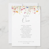 Tischnummer 1  für die Wildblume auf der Wiese (Rückseite)