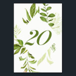 Tischnummer 20: Watercolor Wild Green Foliage<br><div class="desc">Eine elegante und skurrile Tischnummer mit Aquarellgrün. Dies ist perfekt für Hochzeiten,  Babyduschen,  Geburtstage und andere Veranstaltungen. Matching-Elemente sind verfügbar.</div>