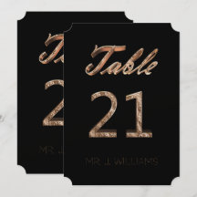 Tischnummer 21 Black Gold Elegant Escort Card