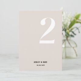 Tischnummer 2 Fett Beige Hochzeit Tischnummer