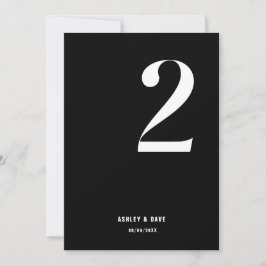 Tischnummer 2 Fett Black Wedding Tischnummer