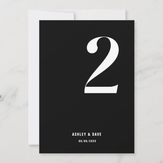 Tischnummer 2 Fett Black Wedding Tischnummer (Vorderseite)