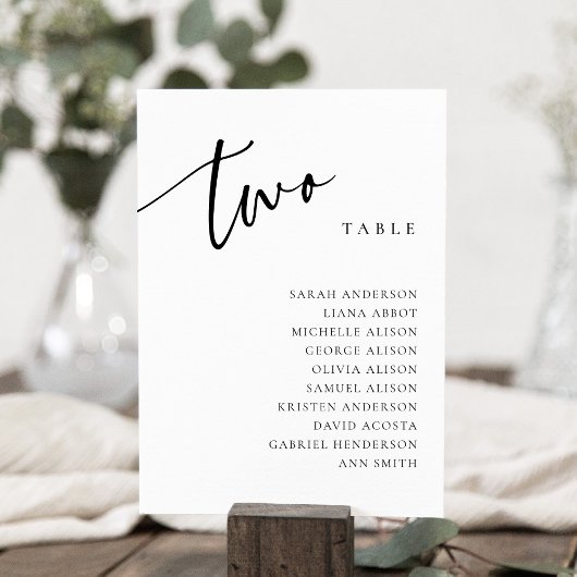 Tischnummer 2 Zwei Sitzkarten