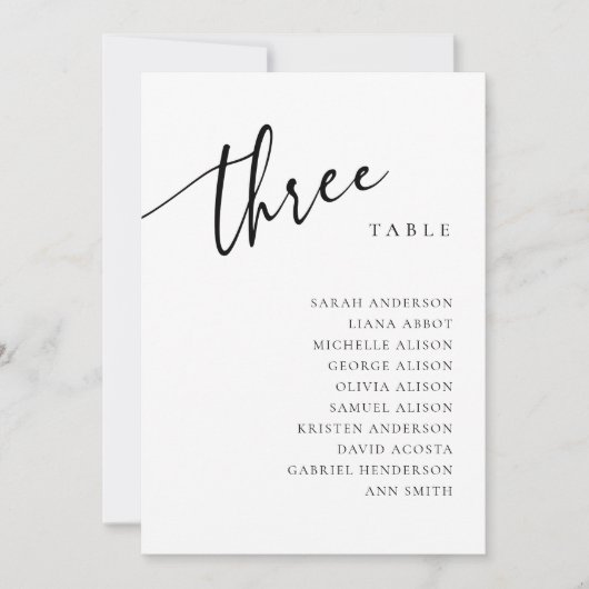 Tischnummer 3 Drei Sitzkarten (Vorderseite)