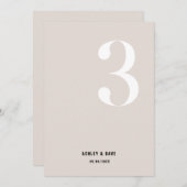 Tischnummer 3 Fett Beige Hochzeit Tischnummer (Vorne/Hinten)