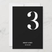 Tischnummer 3 Fett Black Wedding Tischnummer (Vorderseite)