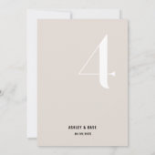Tischnummer 4 Fett Beige Hochzeit Tischnummer (Rückseite)