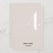 Tischnummer 4 Fett Beige Hochzeit Tischnummer (Vorne/Hinten)