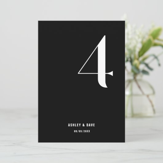 Tischnummer 4 Fett Black Wedding Tischnummer (Stehend Vorderseite)
