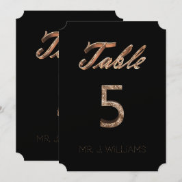 Tischnummer 5 Black Gold Elegante Escort Card