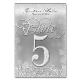 Tischnummer 5 Elegante Silver Imitate Glitzer