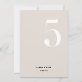 Tischnummer 5 Fett Beige Hochzeit Tischnummer (Vorderseite)