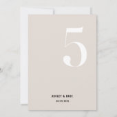 Tischnummer 5 Fett Beige Hochzeit Tischnummer (Rückseite)