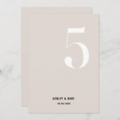 Tischnummer 5 Fett Beige Hochzeit Tischnummer (Vorne/Hinten)