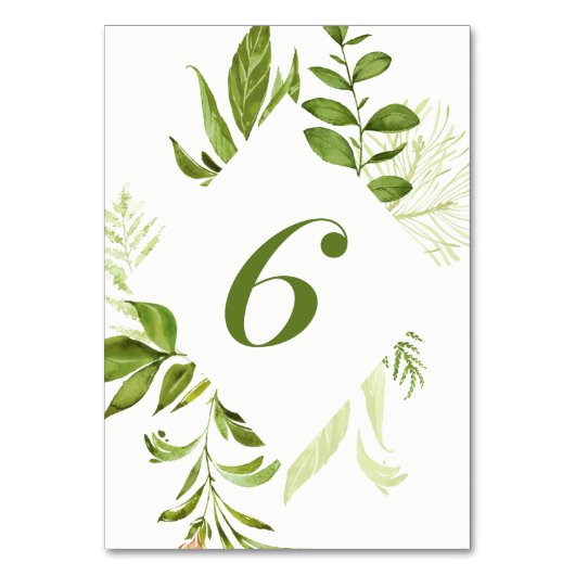Tischnummer 6: Aquarell Wild grün Foliage (Vorderseite)
