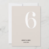 Tischnummer 6 Fett Beige Hochzeit Tischnummer (Rückseite)