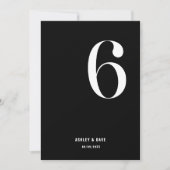 Tischnummer 6 Fett Schwarze Hochzeit Tischnummer (Vorderseite)