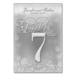 Tischnummer 7 Elegante Silver Imitate Glitzer