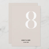 Tischnummer 8 Fett Beige Hochzeit Tischnummer (Vorne/Hinten)