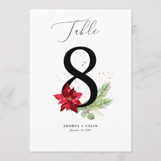 Tischnummer 8 Gold Wasserfarbe & Urlaub Botanische (Rückseite)