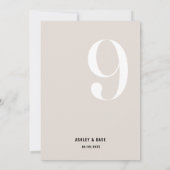 Tischnummer 9 Fett Beige Wedding Tischnummer (Rückseite)