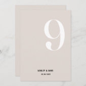 Tischnummer 9 Fett Beige Wedding Tischnummer (Vorne/Hinten)