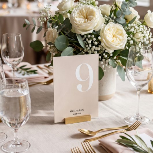 Tischnummer 9 Fett Beige Wedding Tischnummer