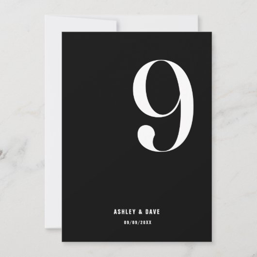 Tischnummer 9 Fett Black Wedding Tischnummer (Vorderseite)
