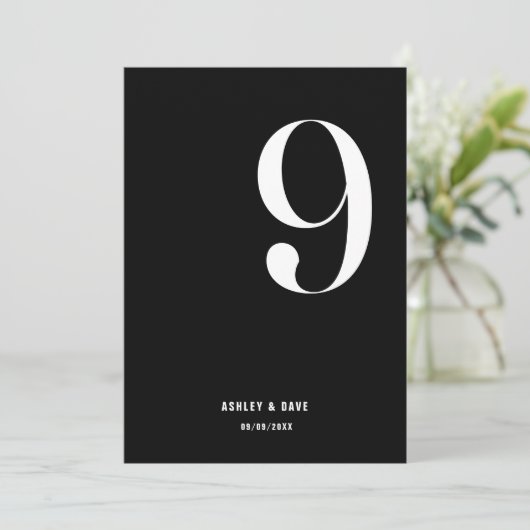 Tischnummer 9 Fett Black Wedding Tischnummer (Stehend Vorderseite)