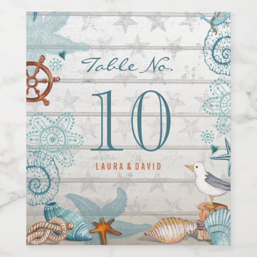 Tischnummer am Strand | Eigenes Weinetikett (Einzelnes Label)
