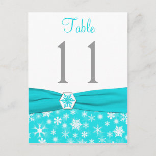 Tischnummer Aqua, White, Grau Schneeflocken