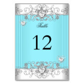 Tischnummer Aquamarin Blue Wedding Silver Diamond  (Vorderseite)